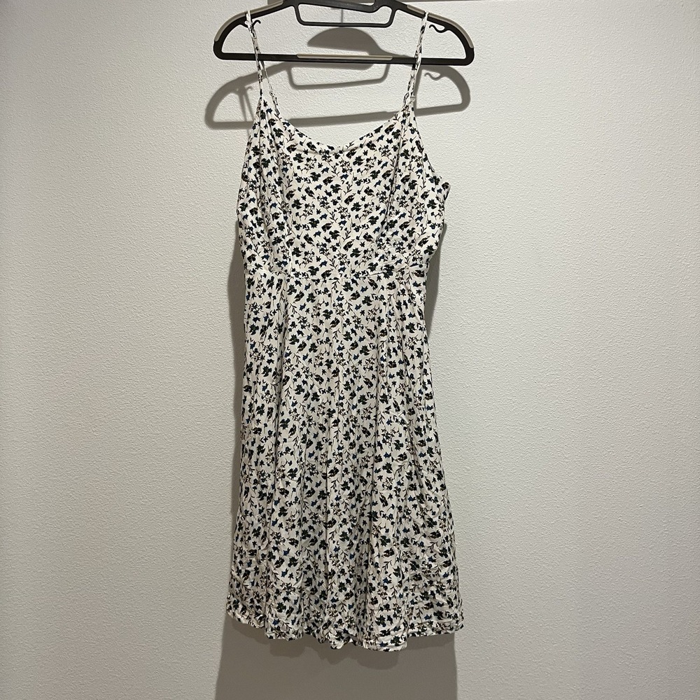 Blue Floral Old Navy Spaghetti Strap Dress Women's Size m Side Zipper